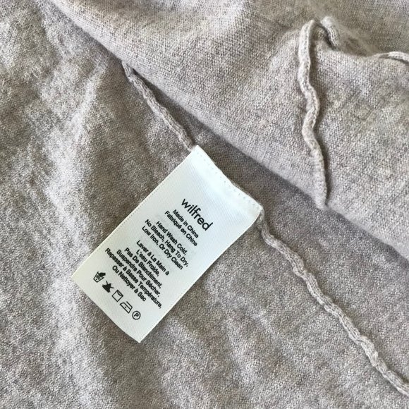 Wilfred Aritzia 100% Wool Beige Heather Open Front Cardigan Sweater with Pockets - Picture 4 of 6